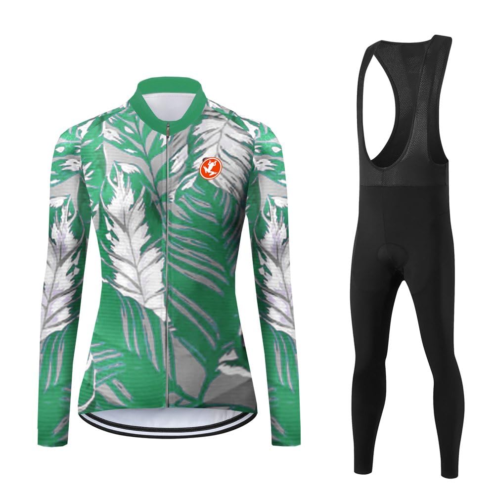 UGLY FROG 25NvZR Winter Thermofleecefutter Damen Radtrikot Fahrradbekleidung Set Trikot Langarm & Radhose mit 20D Sitzpolster MTB Radsportanzug mit 3 Taschen