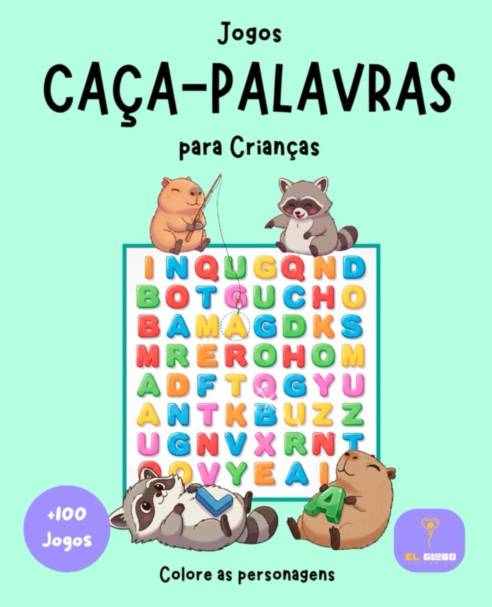 Caça-Palavras para Crianças de 5 a 10 Anos: Livro de Jogos Educativos e Atividades: 100+ Puzzles de Sopa de Letras em Português para Aprender, Brincar e Colorir, Caça palavras infantil