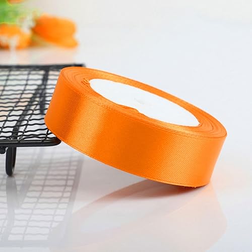 Cinta de satén naranja de 1 pulgada de 50 yardas, cintas perfectas para manualidades, envoltura de regalos, envoltura de lazos y más (25 yardas x 2