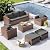 UDPATIO 6 Piece Patio Furniture Set 7 Seats Wicker Outdoor Furniture Set, Thick Cushions Patio Couch Chair with Ottoman & Storage Table for Porch, Balcony