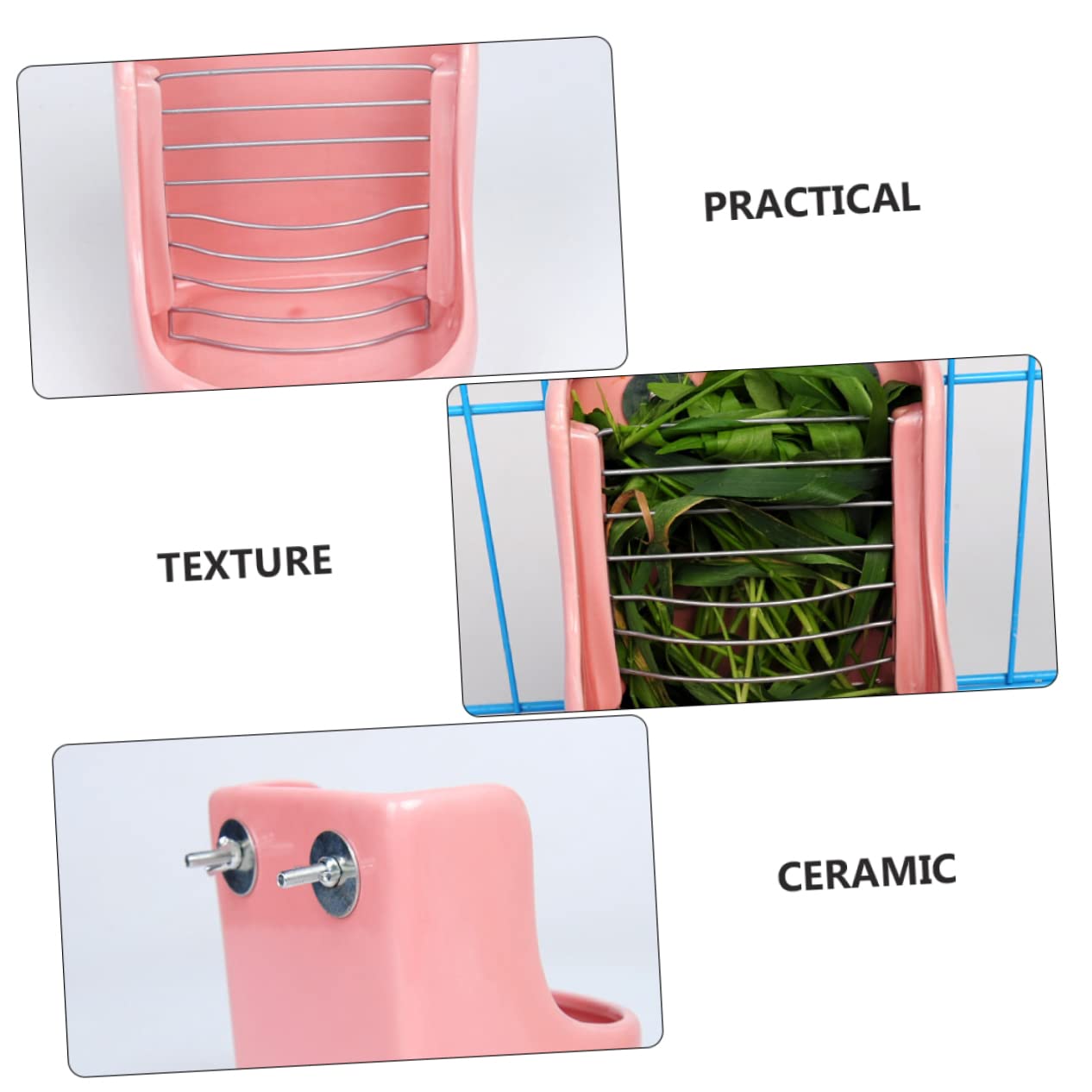 COLLBATH 1pièce Râtelier à Herbe Et Bol Alimentaire Céramique pour Rongeurs Support Suspendu Pratique pour Et Chinchillas Rose