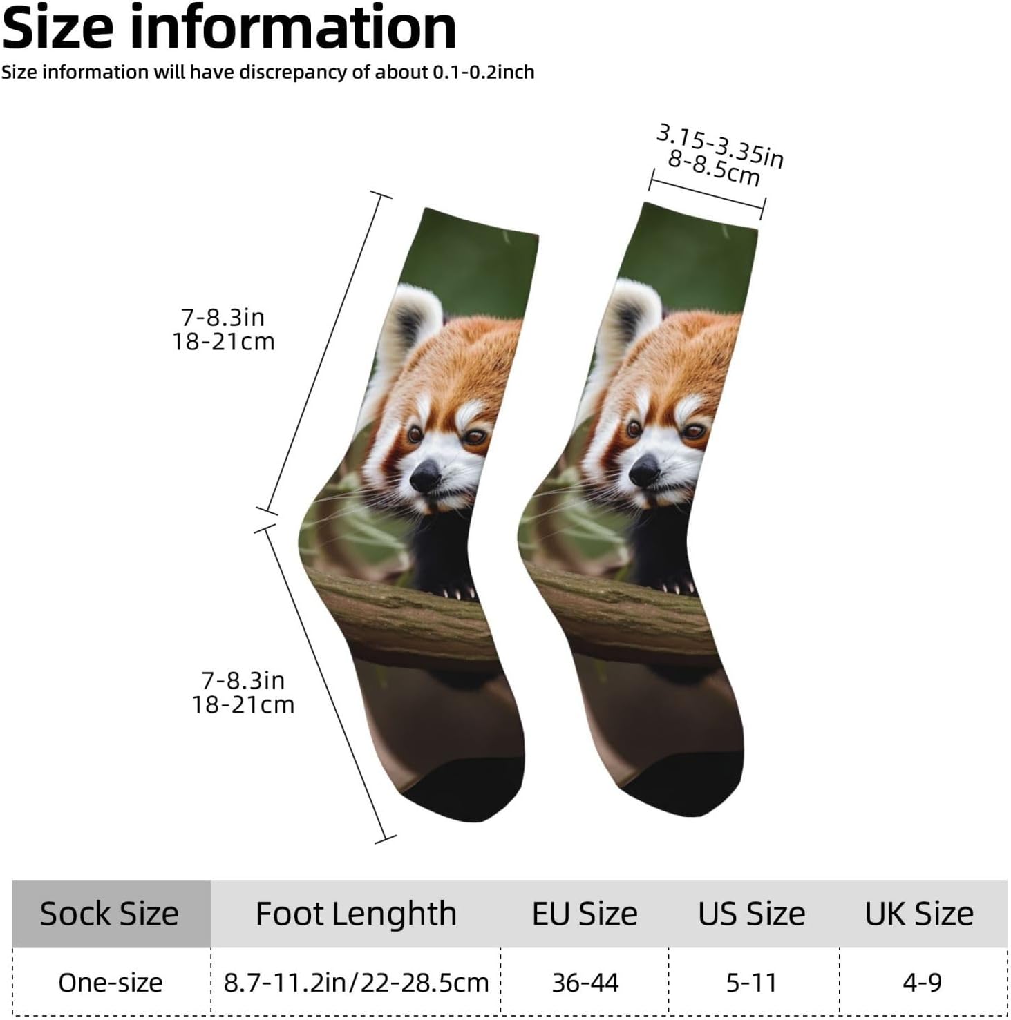 Red Panda on Tree Branch Crew Socks for Men Women Moisture Wicking Cushion Athletic Sock Casual Novelty Socks Gift