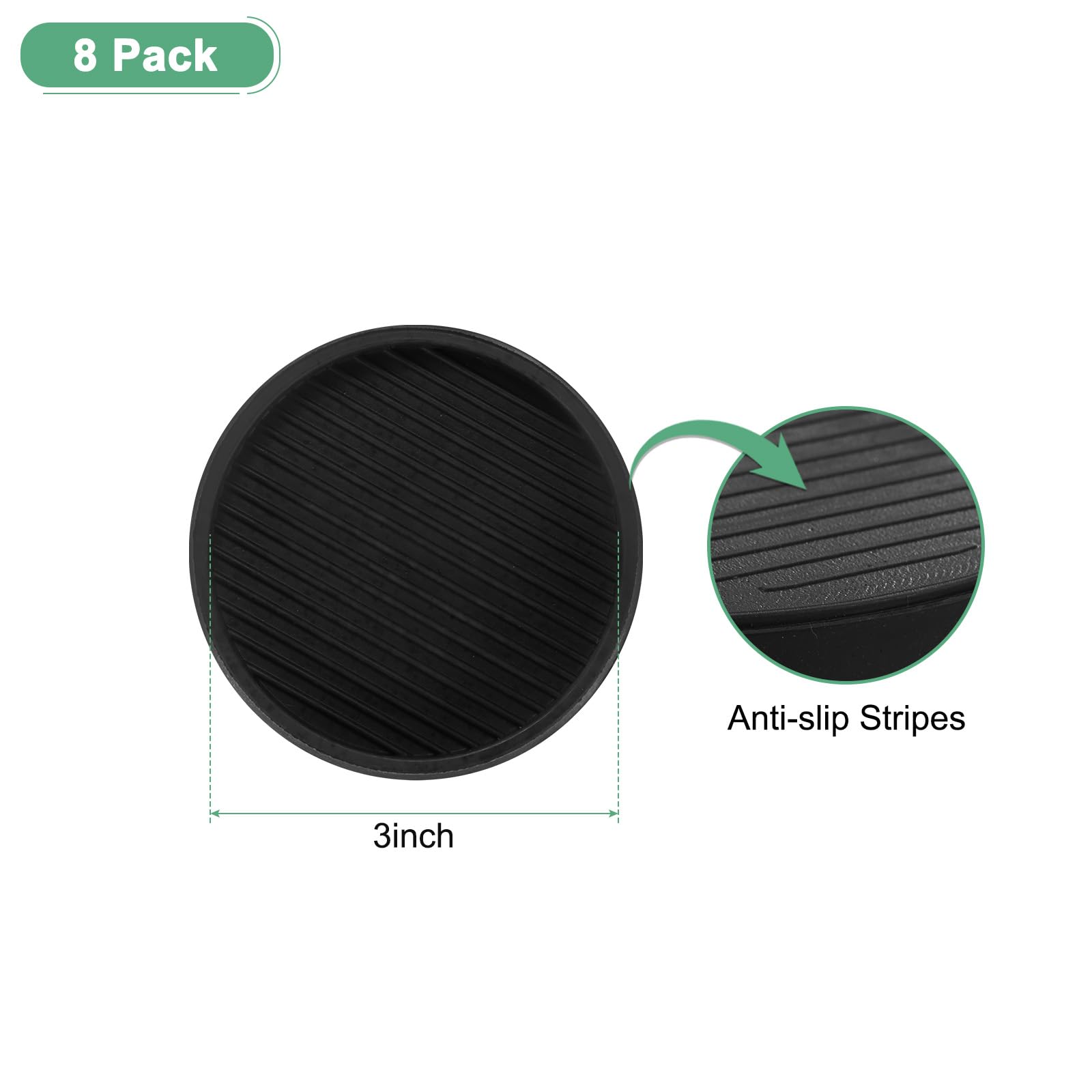 M METERXITY 8-Pack Furniture Coasters Cups, 3" Round Rubber Anti Slide Floor Protector Pads for Sofa Chair/Piano Stopper - Image 2