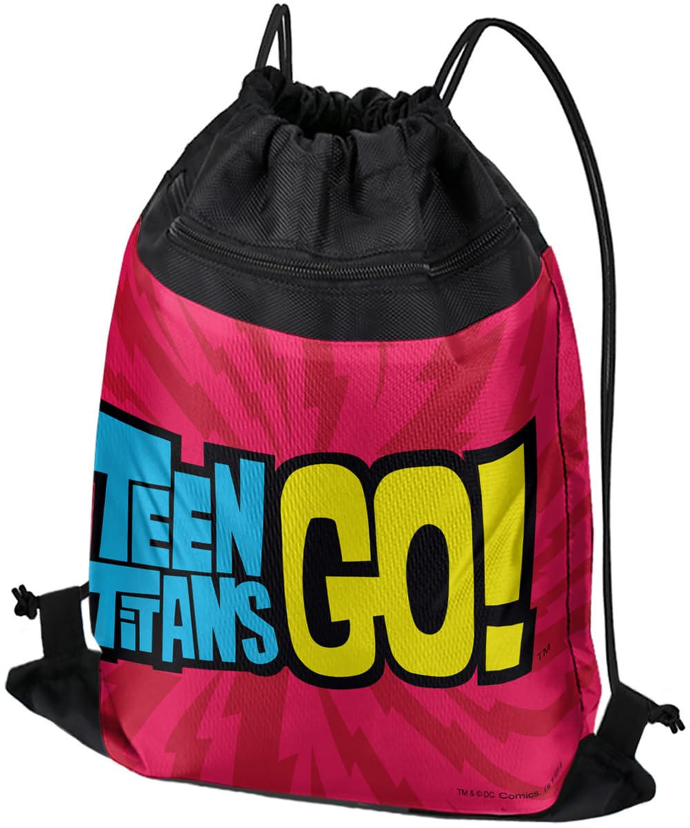 LOGOVISION Teen Titans Go! Logo Drawstring Backpack Sports Bag Sackpack 17
