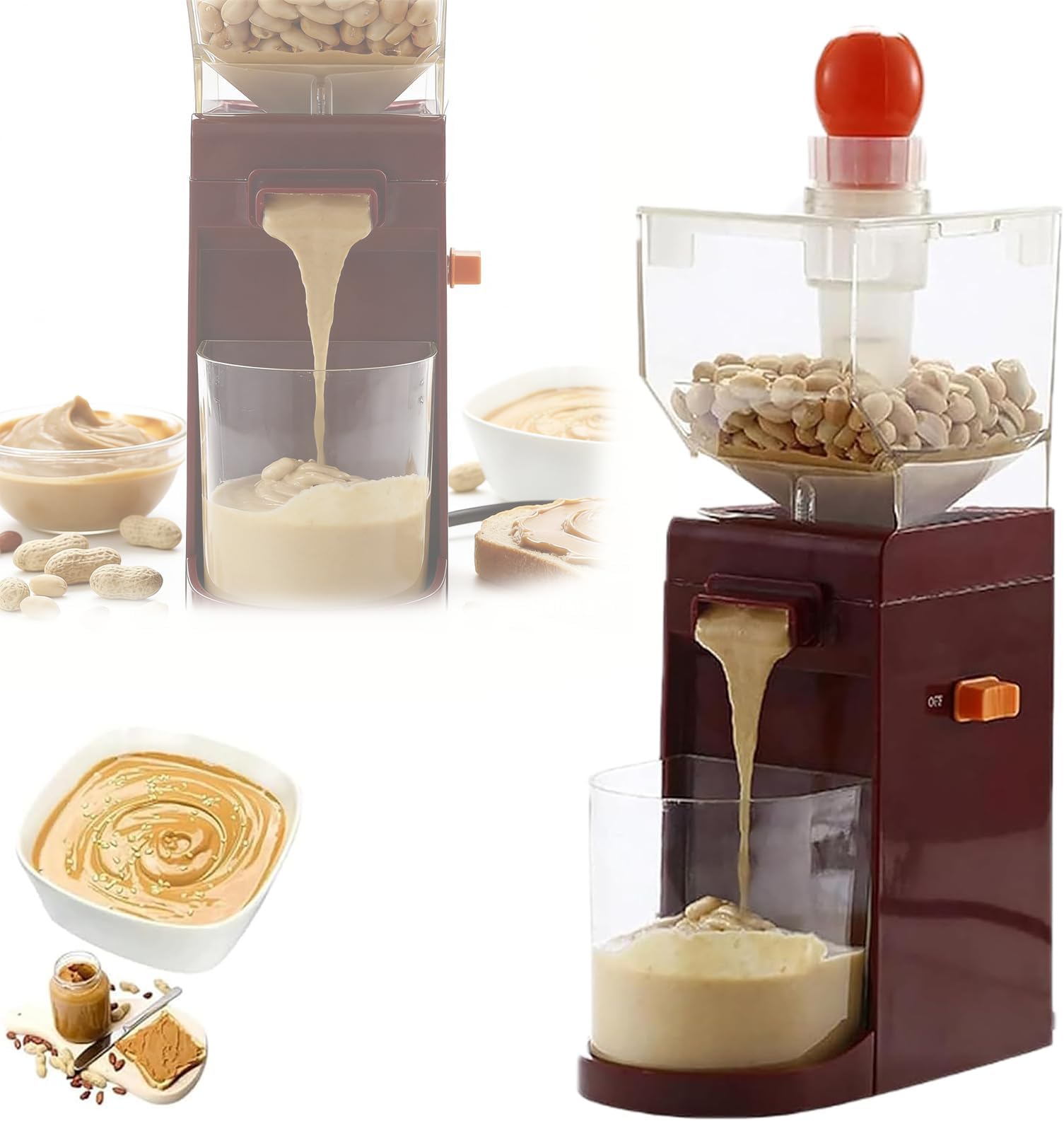ERICAT Small Portable Peanut Butter Machine, 500ml Electric Peanut Butter Maker with Non-Slip Suction Base and Durable Design, Detachable and Easy to Clean, Suit for Peanuts, Cashews, Almonds