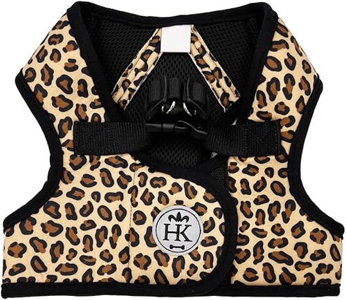 Huxley & Kent Hudson Step-in - Arnés de malla tipo chaleco  Leopardo bronceado (XXS, 2-6 libras)  Fácil control para perros con tiras reflectantes