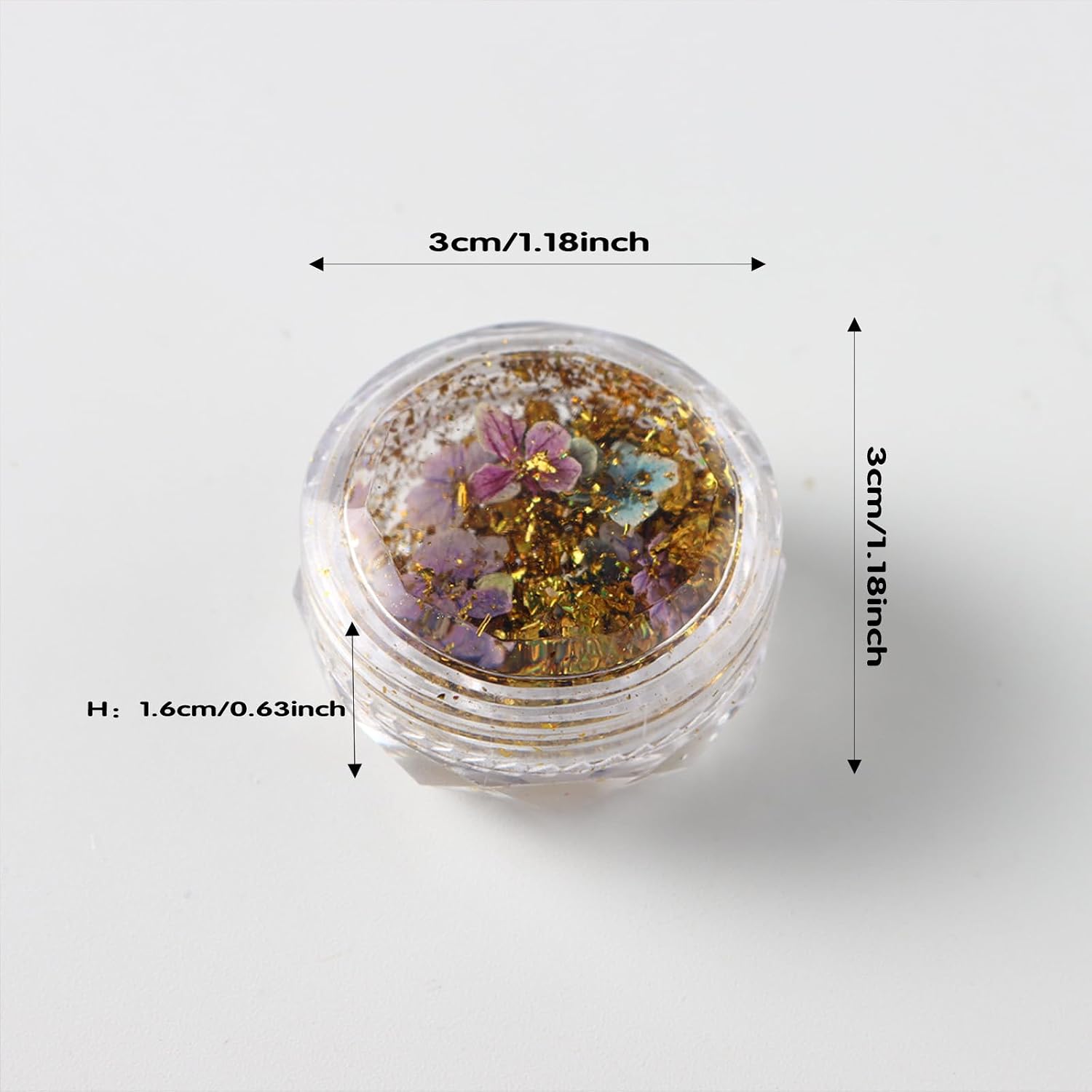 Flower Nail Art Glitters Sequins Floral Nail Glitter Gold Foil Nail Stickers Flakes Nail Stickers Nail Art Sticker Decals 5D Exquisite Dried Flowers Pattern Nail Decoration Accessories 1 Round Box