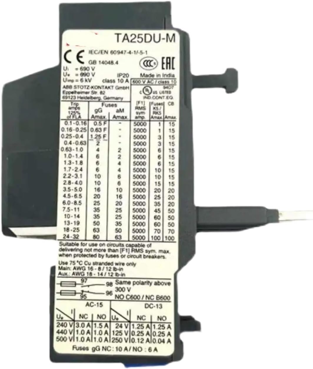 TA75DU-63M/80M TA110DU-90M TA110DU-110M TA200DU-110 TA200DU-135 TA200DU-150 DU-175 DU-200 TA25 DB 25 TA75 80 TA200 200 Overload Relays(TA110DU-90M 65-90A)