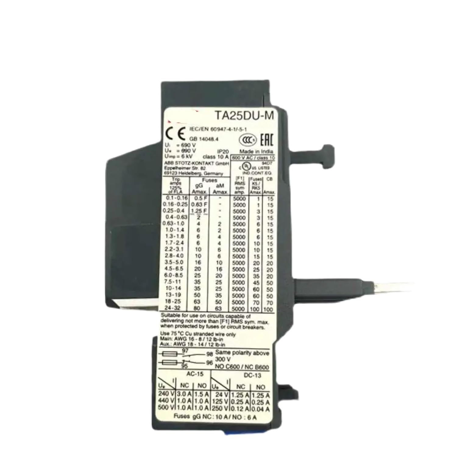 TA75DU-63M/80M TA110DU-90M TA110DU-110M TA200DU-110 TA200DU-135 TA200DU-150 DU-175 DU-200 TA25 DB 25 TA75 80 TA200 200 Overload Relays(TA110DU-110M 80-110A)