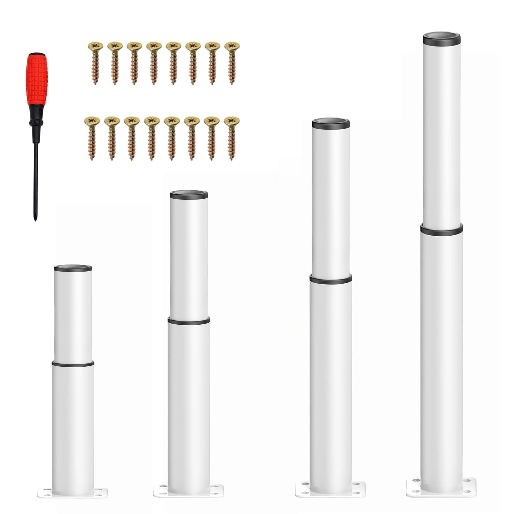 4 piezas de patas de muebles de metal blanco 40-70 cm, patas ajustables para muebles, altura ajustable, soporta hasta 800 kg, patas para muebles para televisor, sofá, silla de profesor