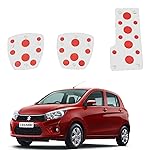 Oshotto 3 Pcs Non-Slip Manual CS-08 Car Pedals Kit Sports Pad Covers Set Compatible with Maruti Suzuki Celerio/CELERIO X (Red)