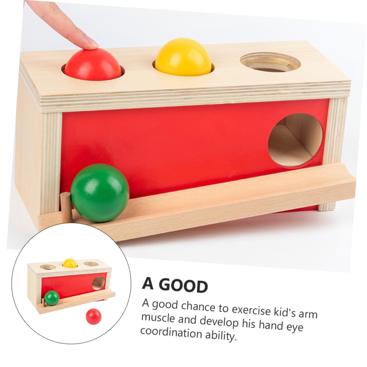 Juguete de Pelota de Prensa para Niños 1 Set de Madera Rojo