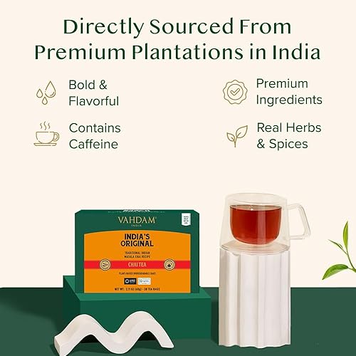 Miniatura 3 de VAHDAM Bolsas de Té Masala Chai Original de la India 30 Bolsas de Té Piramidales  Especias 100 naturales y sin saborizantes añadidos - Mezclado y