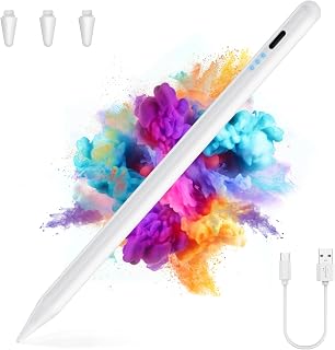 Tablet Stift für iPad (2018-2025), 15-minütige USB-C Schnellladung, 0,1 mm Pixel, Palm-Rejection, Neigungssensitivität, für Apple iPad, mini, Air, Pro