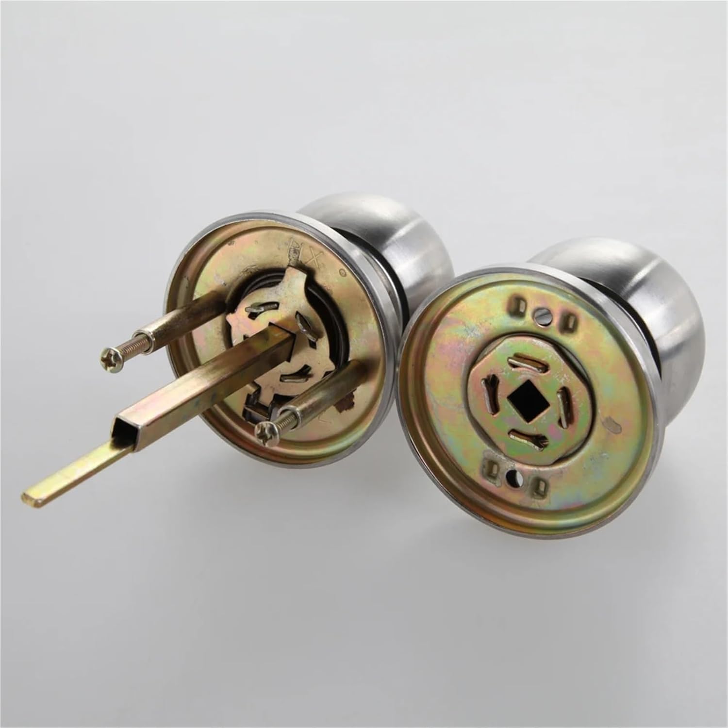 Stainless Steel Round Door Handle Knob Lock Internal Knobs Entrance Passage with Key for Home Hotel