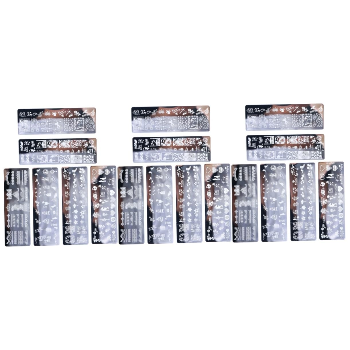 minkissy 18pezzi Templatper Decorazione Unghie Acciaio Con Vari Motivi Di Stamping Per Manicure Facile Da Usare Per Ogni Occasione