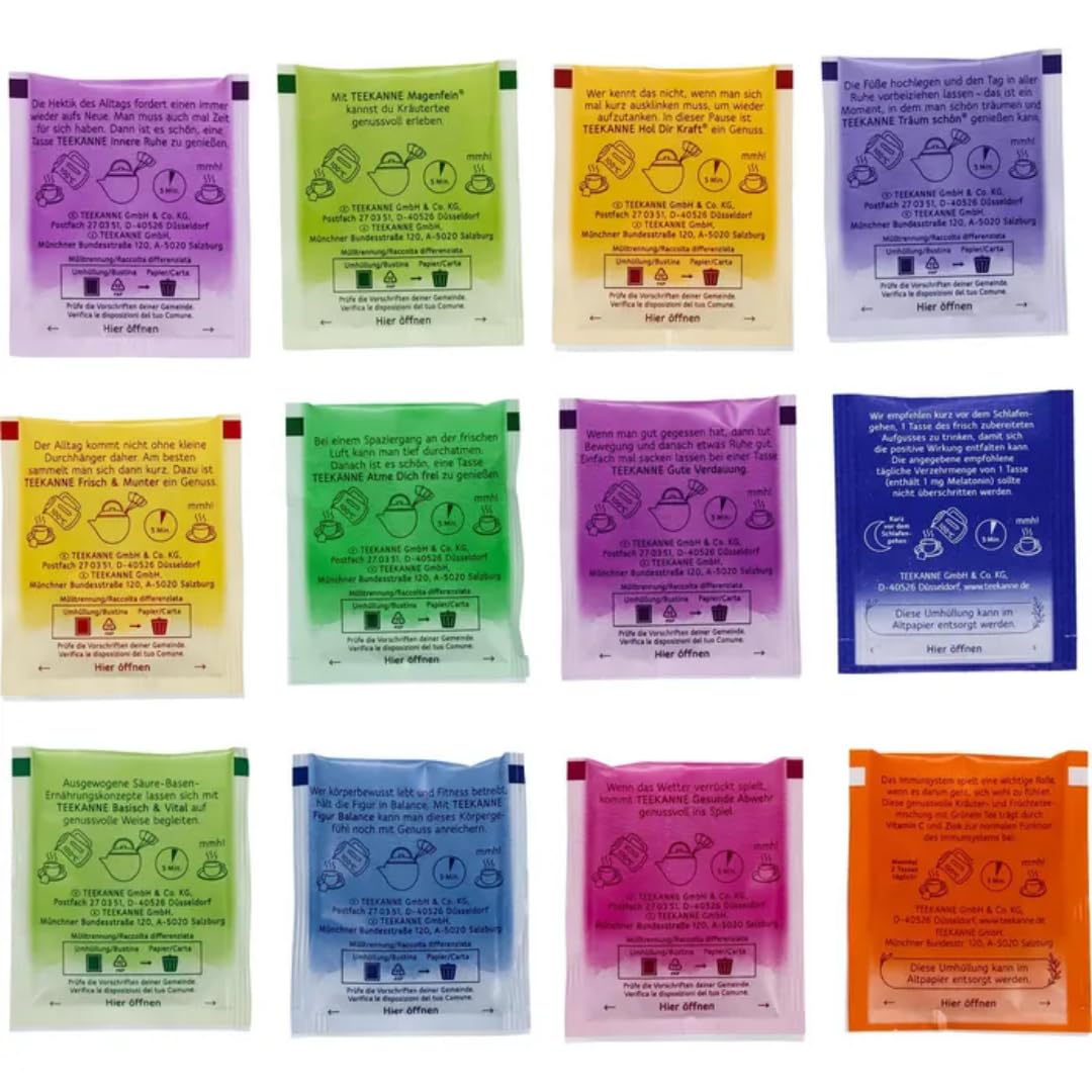 Teekanne Tee Wohlfühl Collection – 12 Sorten | 180 Teebeutel | Kräutertee Mischung – 348 g