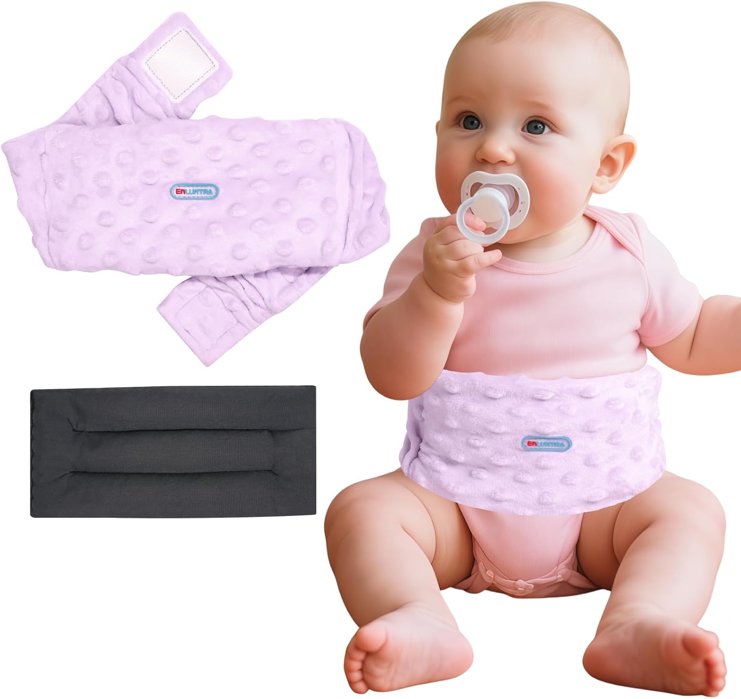 Colic and Gas Relief for Newborns and Infants, Flax Seed Heated Tummy Wrap – Microwaveable Baby Heating Pad with Soothing Warmth, Natural Relief for Gas and Upset Stomach, Purple