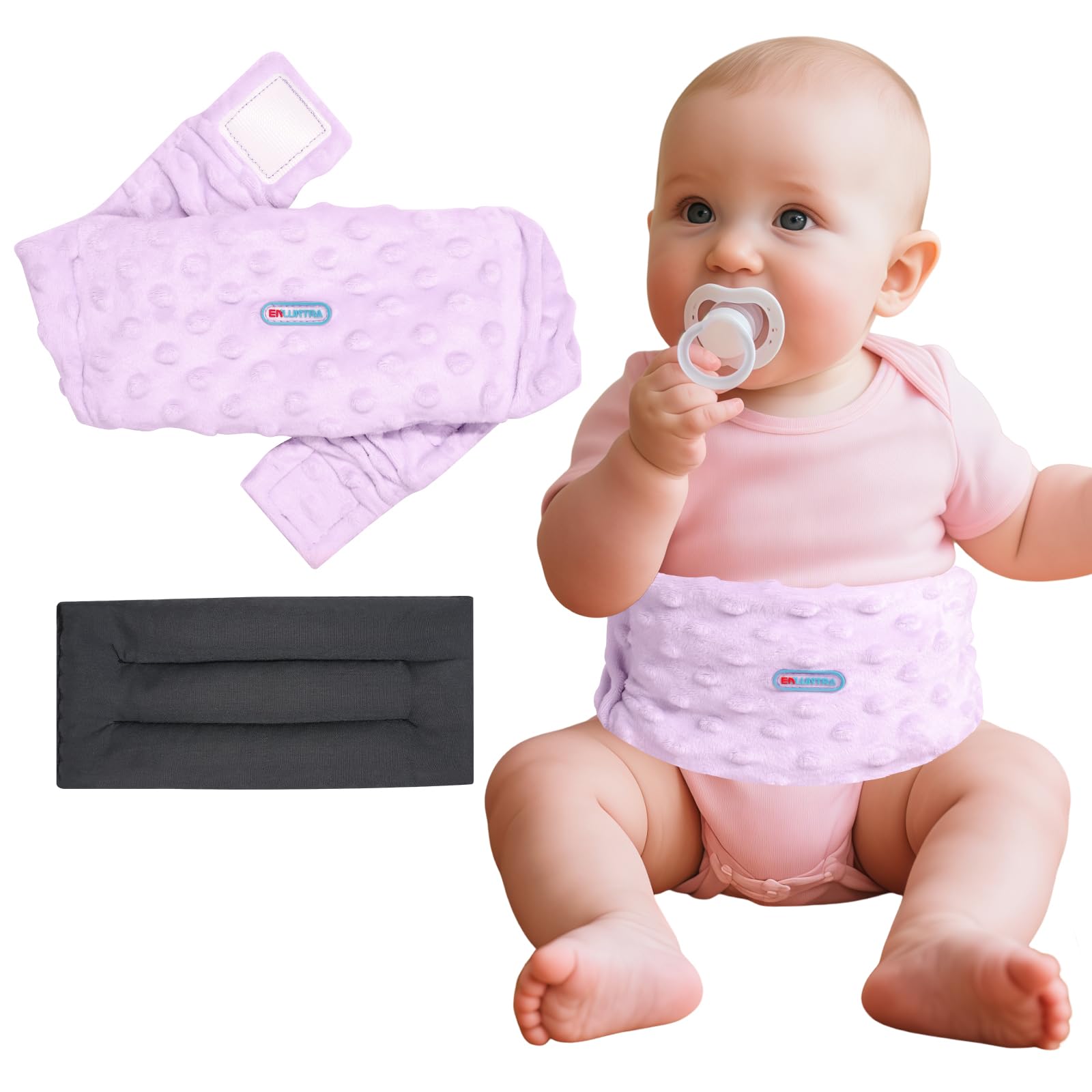 Colic and Gas Relief for Newborns and Infants, Flax Seed Heated Tummy Wrap - Microwaveable Baby Heating Pad with Soothing Warmth, Natural Relief for Gas and Upset Stomach, Purple-image-40