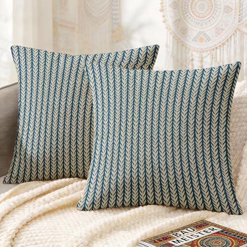 Zongbi Decorative Throw Pillow Covers Boho Style with Herringbone Pattern,