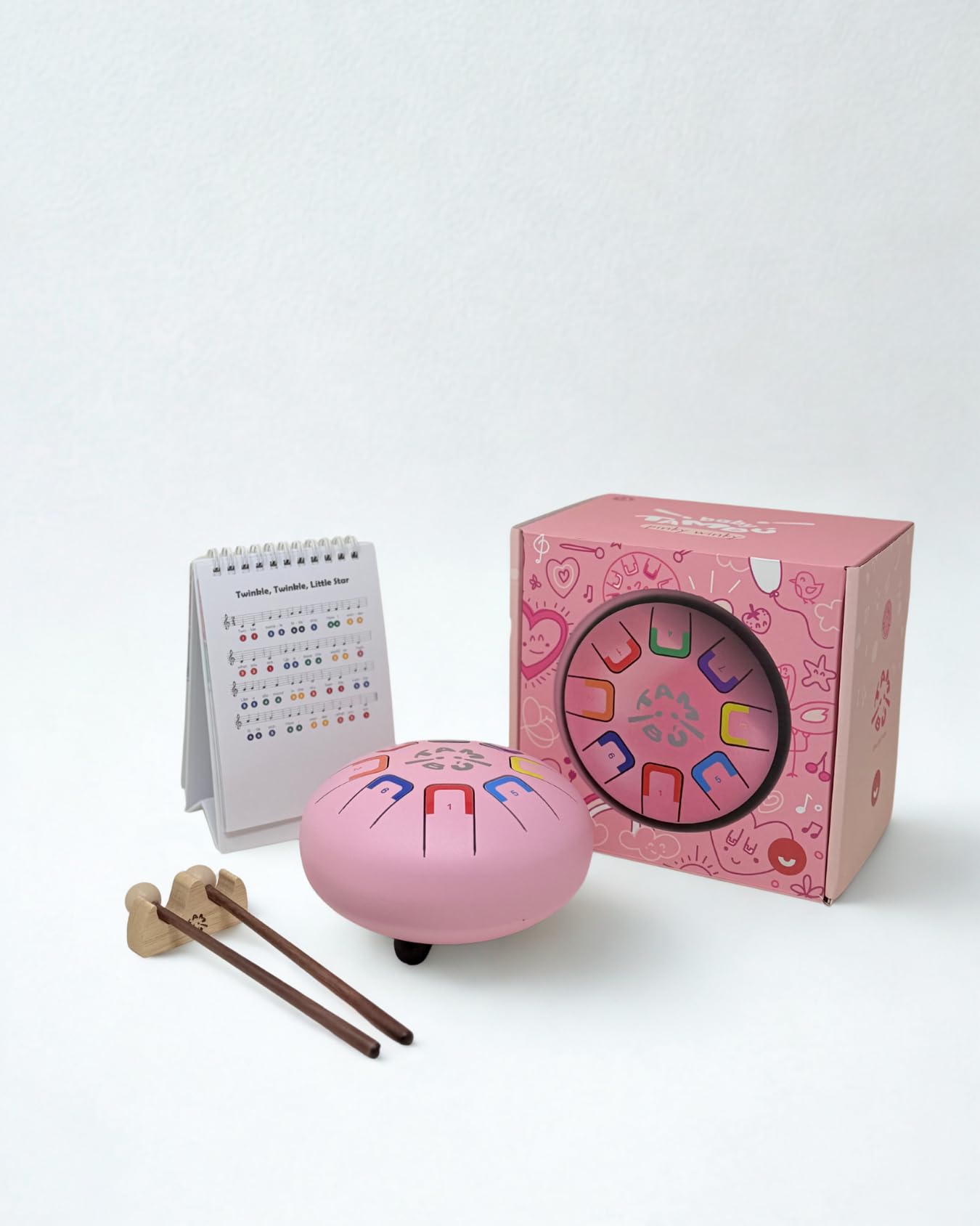 BABY TAMBÚ. Stahlzungentrommel. 6 Zoll (15 cm). Metallzungentrommel mit 8 Tönen. Handpan-Trommel, Metallisches Percussionsinstrument (Rosa - Pinky Winky)