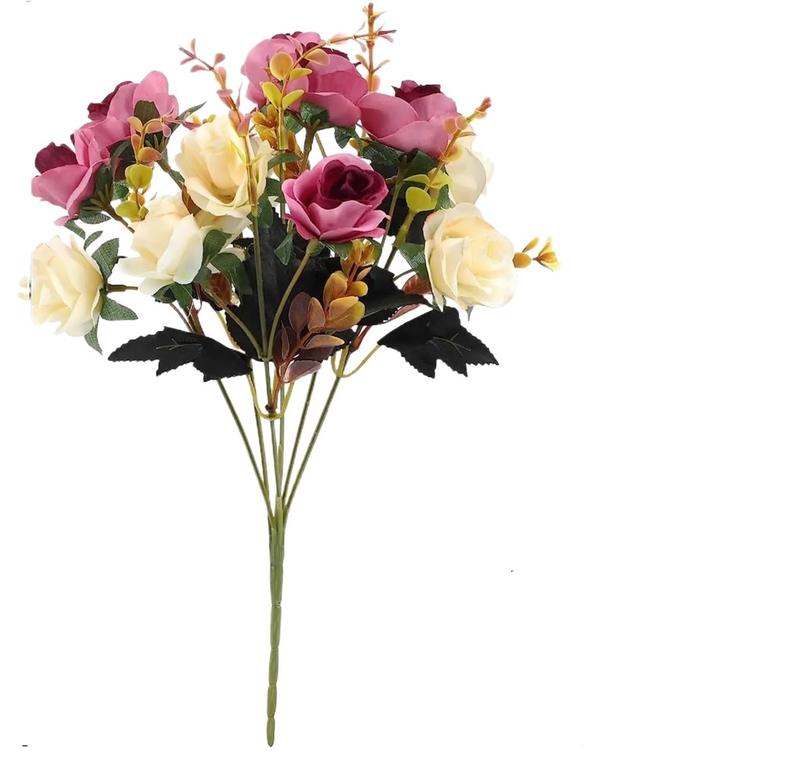 LuoAXINN Artificial Flower Branches 12 Heads Rose Artificial Flowers Fake Two Color With Stems Faux Roses Flower Bouquets(Color2)