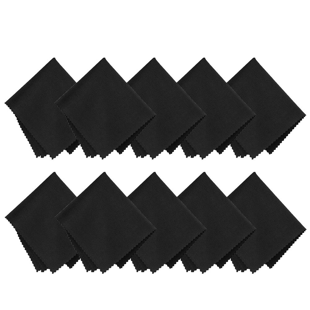 Gemini_mall Black Gemini_mall® 10Pcs Microfiber Cleaning Cloths For Cleaning Spectacles, Sunglasses, Ipads, Smartphones, Tablets, Smart Tvs, Lenses, Laptops And Jewellery (Black)
