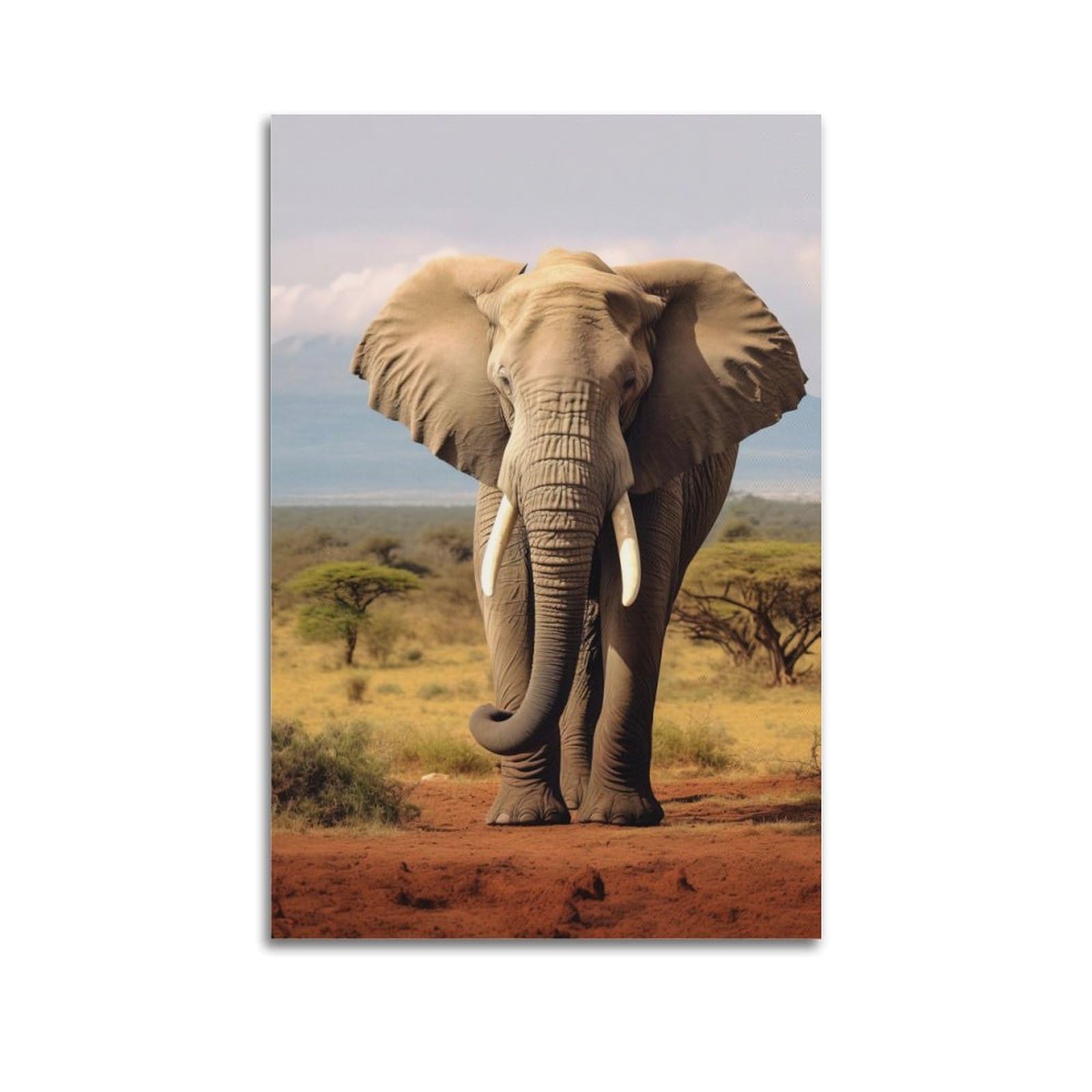 WZKTCL Animal Artwork Poster Elephants in The Grasslands Poster Decorative Painting Canvas Wall Posters And Art Picture Print Modern Family Bedroom Decor Posters 24x36inch(60x90cm)