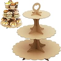 Vista 12 de Soporte para cupcakes de 3 niveles, 2 unidades, torre de exhibición de postres de cartón negro, soporte de pastel de varias capas para bodas