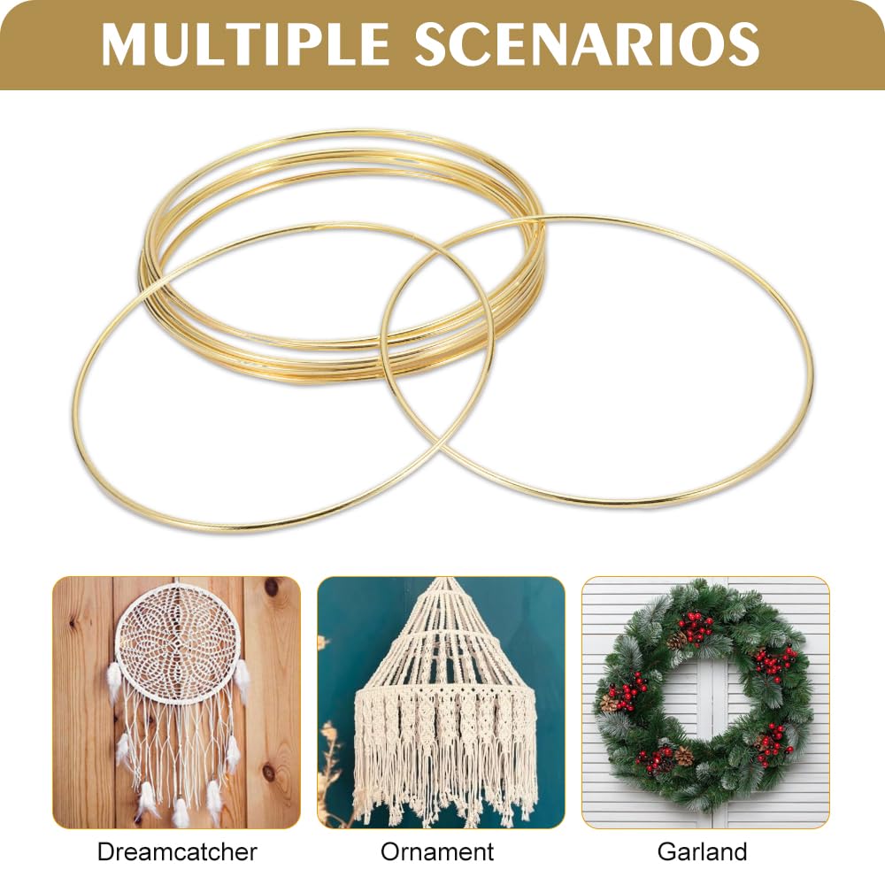 10 Anelli Metallici Oro 20cm - Per Acchiappasogni Fai Da Te, Ghirlande E Decorazioni | DIY Creativo Per Casa E Matrimoni - Foto 4