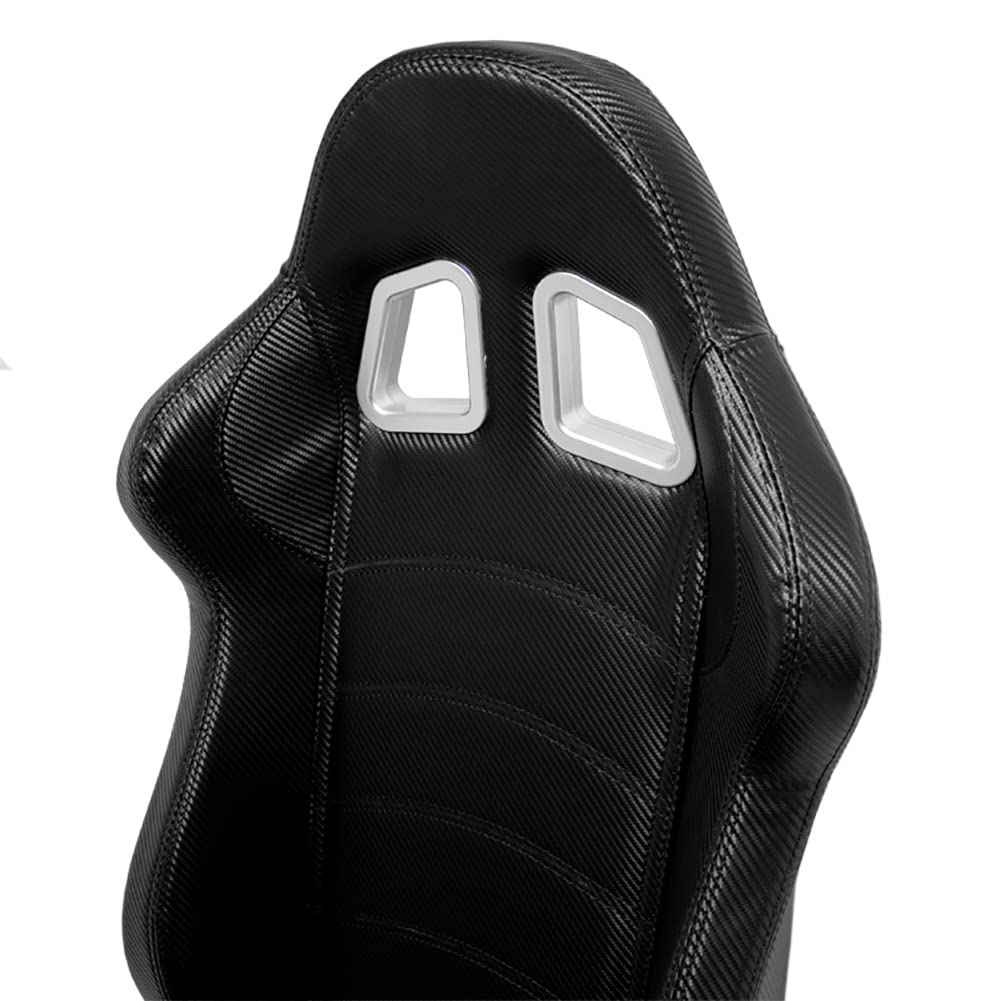AutoStyle Siège baquet 'DS' - Look-Carboné Simili Cuir - Dossier réglable - incl. glissières