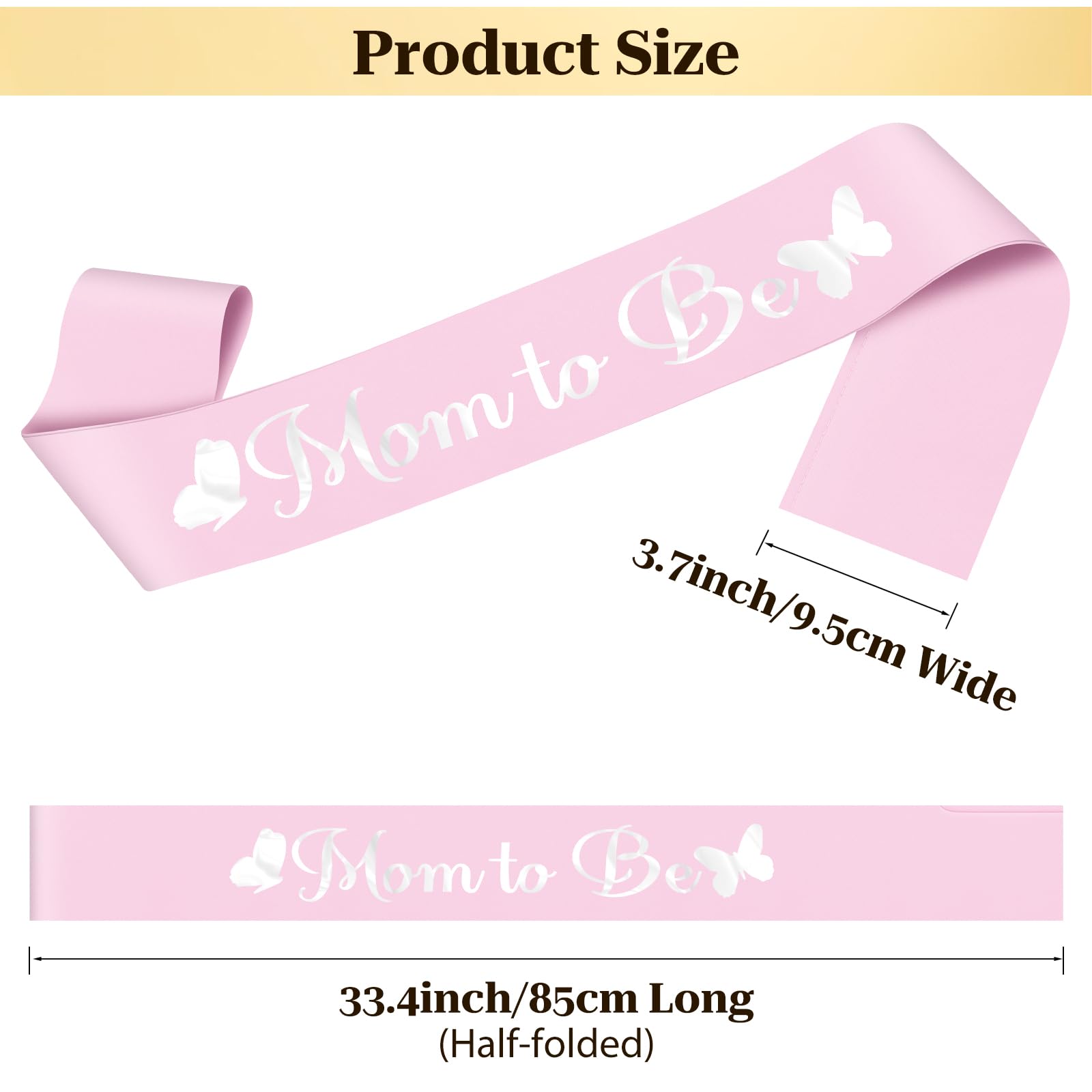 Mommy Sash for Women White Baby Shower Sash Decorations for Gender Reveal Party Favor for Expecting Mom Baby Party Celebration Supplies Pink Satin Sashes with Silver Foil Lettering - Image 2