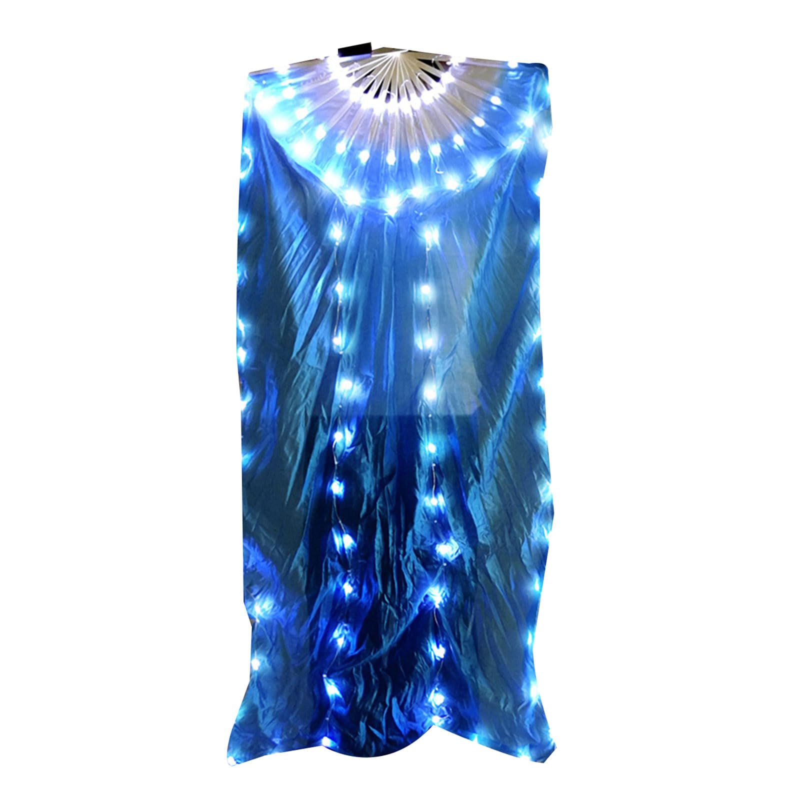 Xjdzineq LED Silk Belly Dance Fan Illuminated Long Silk for Stage and Outdoor Event with Wood Frame LED