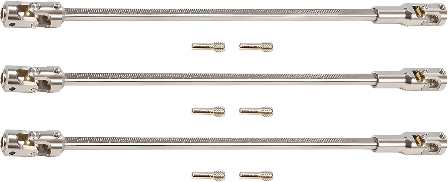 SCX10 Drive Shaft 3pcs 68-229mm Cut to Length Stainless Steel Driveshaft for 1/10 RC Crawler LCG Rig Sportys Scalers GSPEED Capra SCX10 Pro Element DIY SCX10 (Cut-to-Length Driveshaft Set Silver)