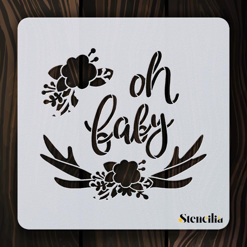 Stencilia oh canada barn moose bear quilt stencil Art and Craft Stencils for Painting 6x6 inch Reusable Stencil for Painting, Fabric, Glass, Wall Painting, and Craft Painting-S-1100