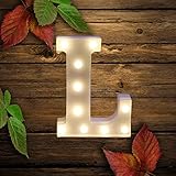 Amzure LED Marquee Letter Lights Sign 26 Alphabet Light Up Marquee Letters Sign for Perfect for Events or Home Décor Night Light Wedding Birthday Party Battery Powered Lamp Bar Decoration (L)
