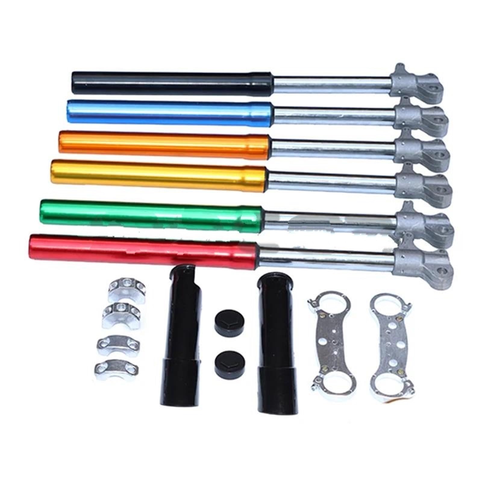 Amortisseurs de Moto Ensemble De Suspension D'amortisseur Inversé Fourche Avant Pour 47cc 49cc Deux Temps Pour Mini Pièces Modification Moto Tout-terrain(Noir)