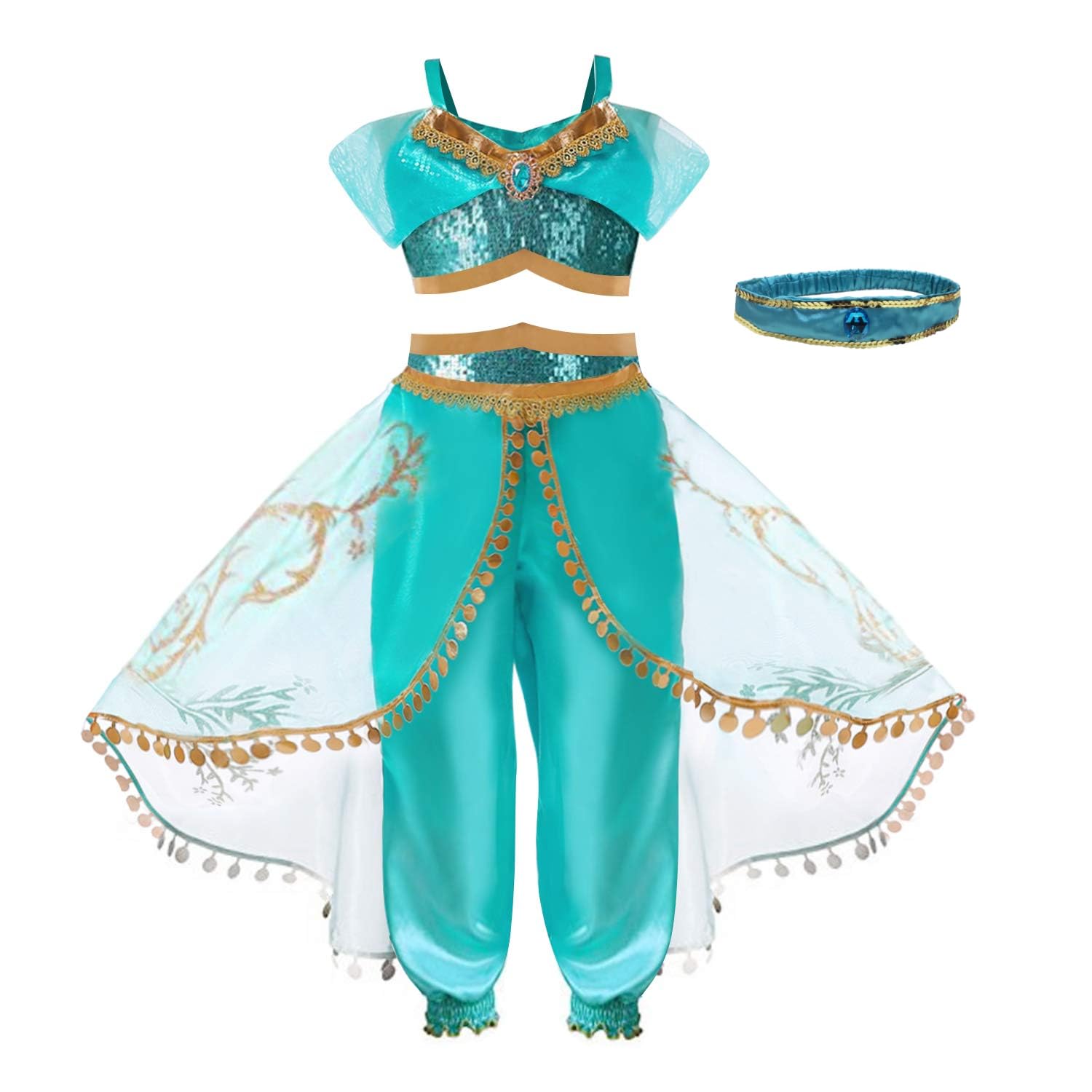 Belle & Moana Princess Costumes for Girls Princess Fancy Dress Up for Girl Parties, Birthdays, Cosplay, Halloween Age 9-10 Years