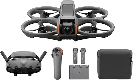 DJI Avata 2 Fly More Combo (3 batterijen), FPV-drone met 4K-camera, acrobatiek met één druk op de knop, propellerbescherming, cameradrone met Bril 3 en RC Motion 3