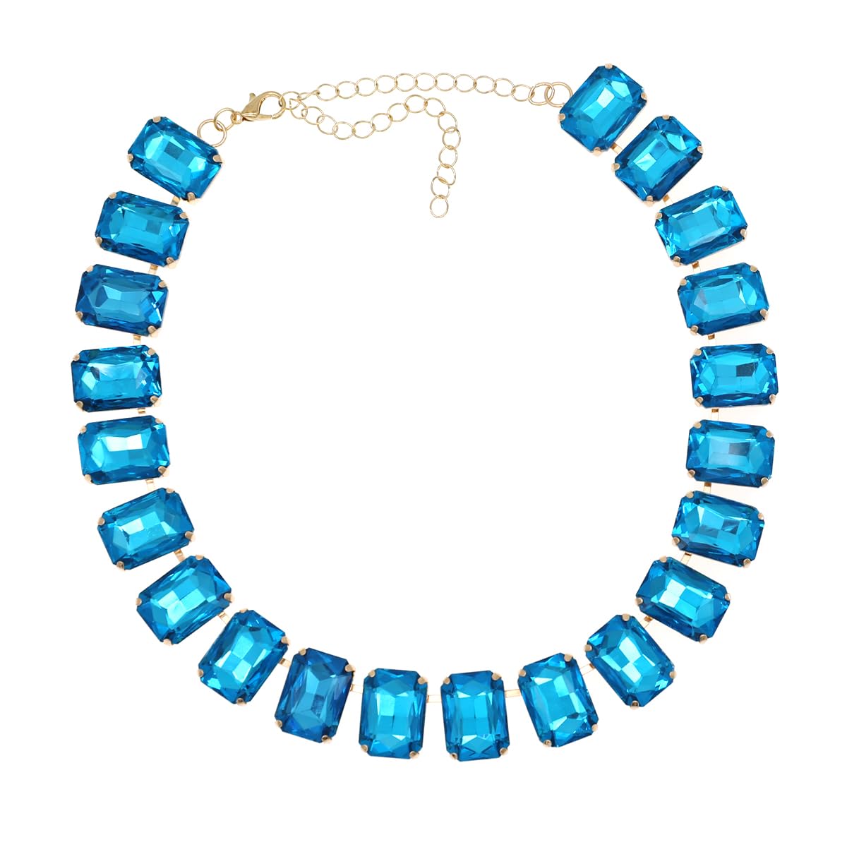 Crystal Rhinestone Gemstone Choker Collar Necklace for Women Sparkly Colorful Emerald Neck Chain Statement Necklace
