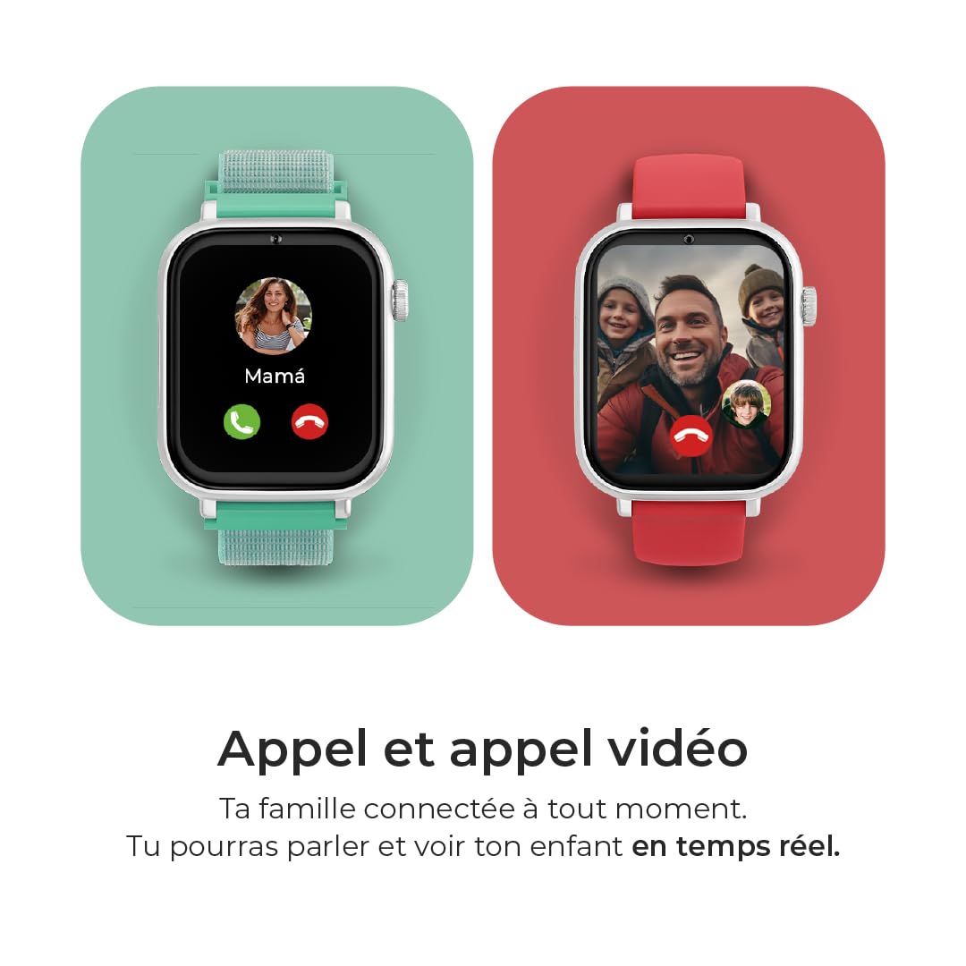 SaveFamily SaveWatch Plus 4G | Montre Connectée pour Enfants avec GPS, Appels, Vidéo, Whatsapp, Musique, Bluetooth et App Store | Carte SIM Incluse - Cadran Noir et Bracelet en Silicone Noir