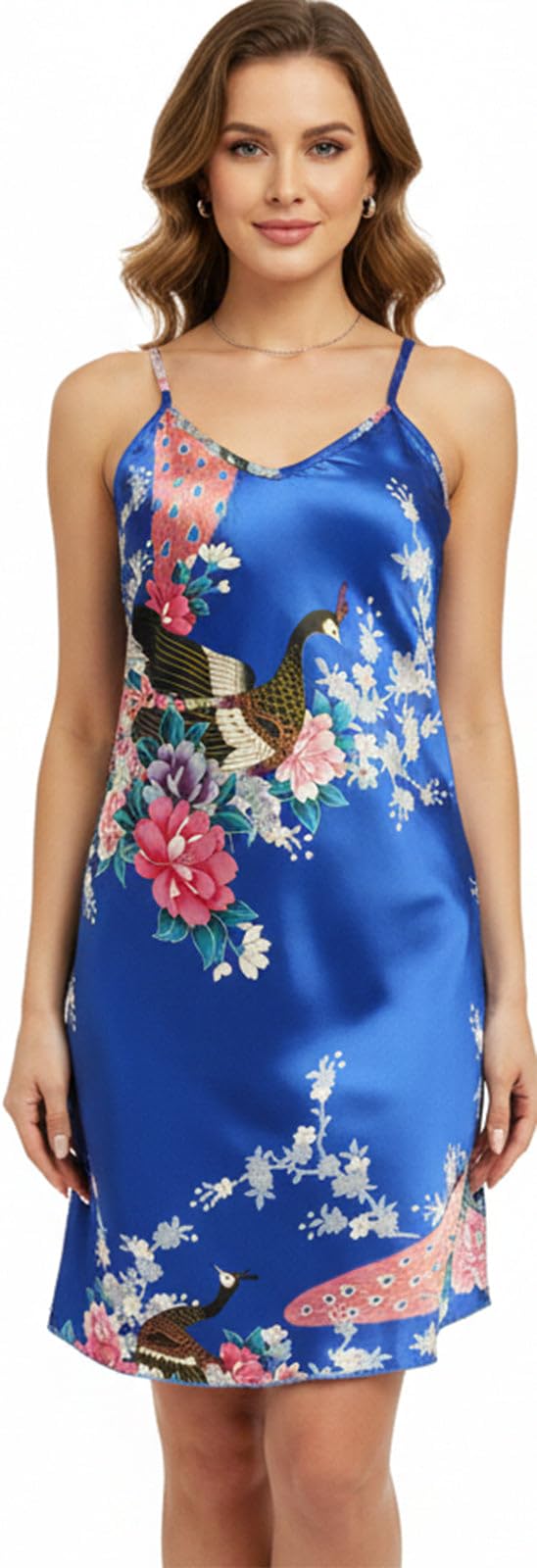 Trifolium Kimono Robe And Chemise Silky Peacock Satin Nightgown Bathrobe Wedding Negligee Nightdress — view 31