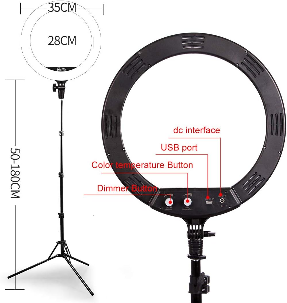 Flash Sale Buy 1 get 1 Shirtal 14-inch/35cm LED Ring Light with Mobile Phone Holder Remote Control, Color Temperature Range Adjustment from 2700K to 5500K, Selfie, Tiktok, Portrait Photography, Makeup, YouTube, etc.