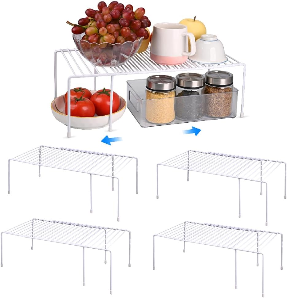 Ziroland 4-Pack Expandable Kitchen Organizer Rack for Spice & Storage