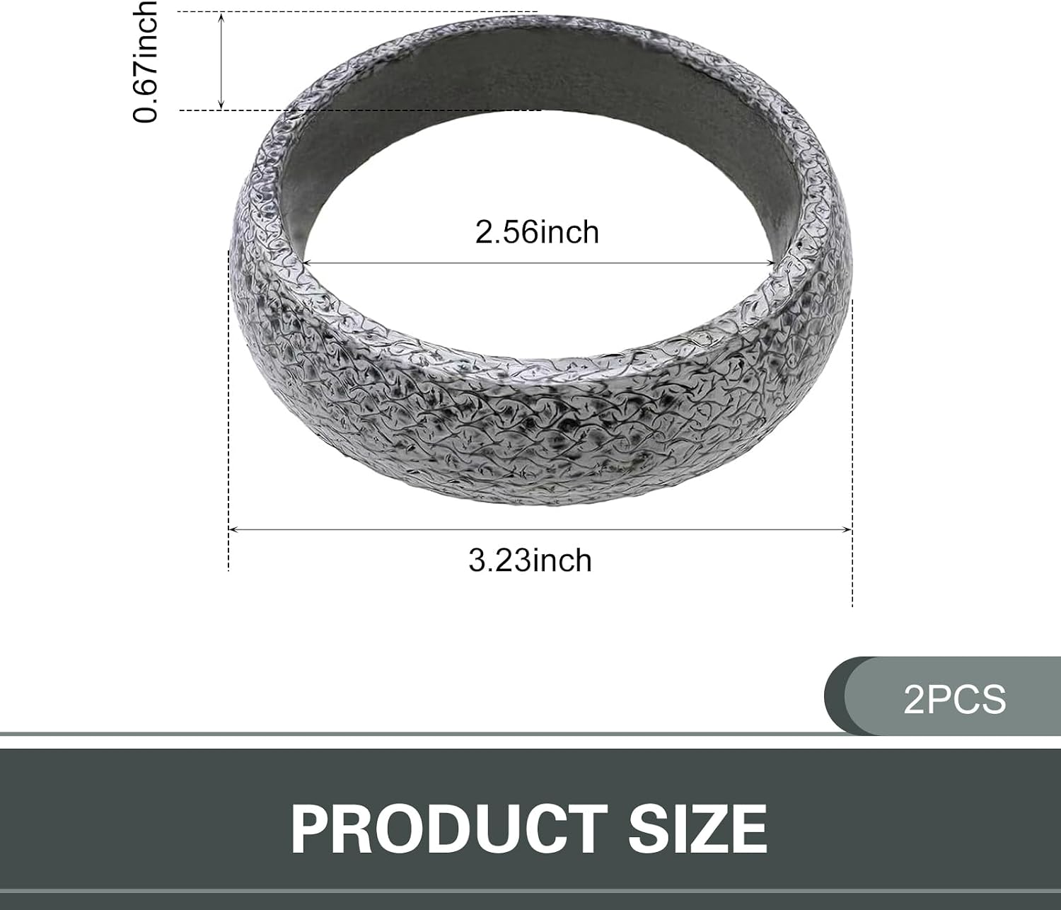 2 PCS Exhaust Pipe Gaskets, 2.56" ID Leakproof & Noise Reduction Donut Muffler Gasket, Manifold Cone Seal Ring, Universal Replacement for Most Cars SUV Trucks (Silver)