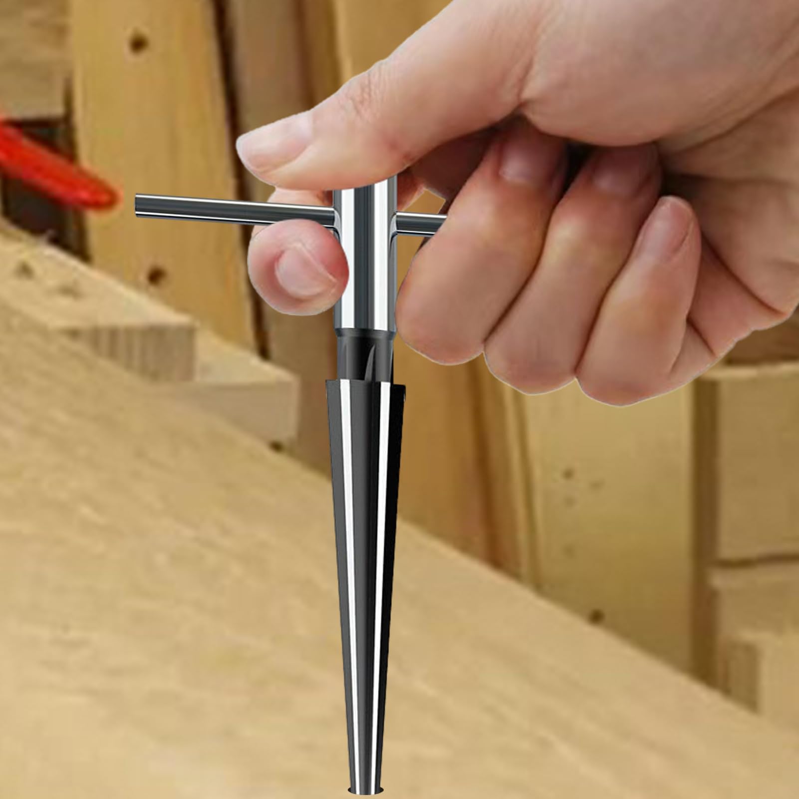T Handle Tapered Reamer, Wood Hole Reamer, Precision Tapered Hand Reamer, Tapered Reamer for Metal, Hole Reaming Tool, Woodworking Hole Repair Tool, Precision Reaming Tool, Metal Hole Reamer