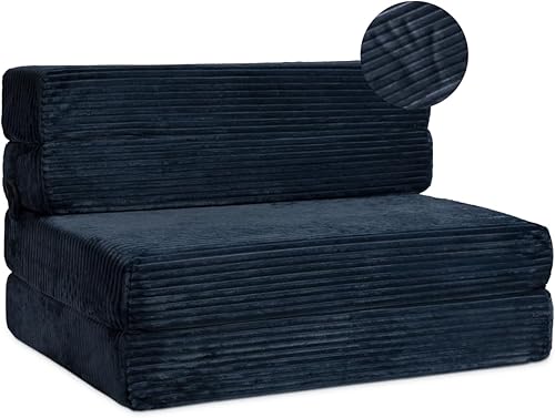 Milliard Colchón plegable triple para sofá, edición 2024, colchón plegable de espuma viscoelástica con funda de piel acanalada ultrasuave y lavable,