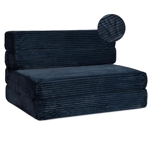 Milliard Tri Folding Sofa Mattress, 2024 Edition, Memory Foam Foldable Mattress with Ultra Soft & Washable Ribbed Fur Cover, Twin Size (Grey)