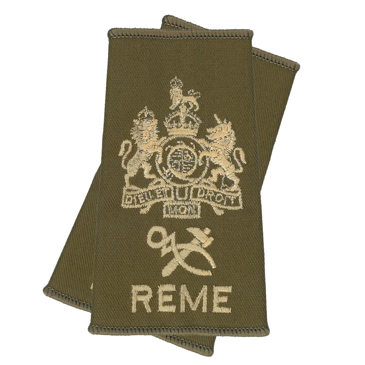 Cl Distribution Unisex Olive Green Reme Wo1 Asm Rank Slides, King's Crown With Hammer And Tongs, Polycotton, Woven Epaulette, Pair