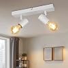 Kimjo LED 2 Spotlight Ceiling Light, E27 Socket Swiveling Adjustable Spot Light, Vintage White Spotbars for Living Room Kitchen Dining Room Hall Wall, Max.60W, Bulb not Included